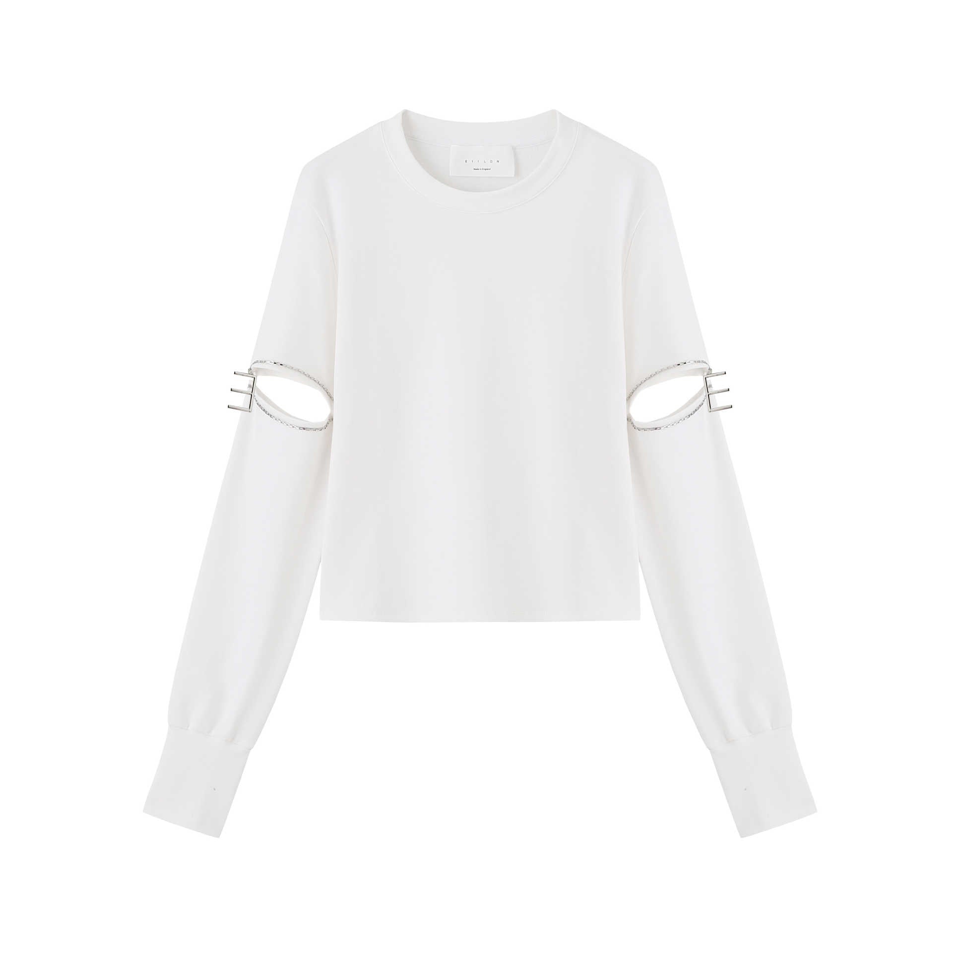 Cutting Cuff Crewneck Sweatshirt (White)