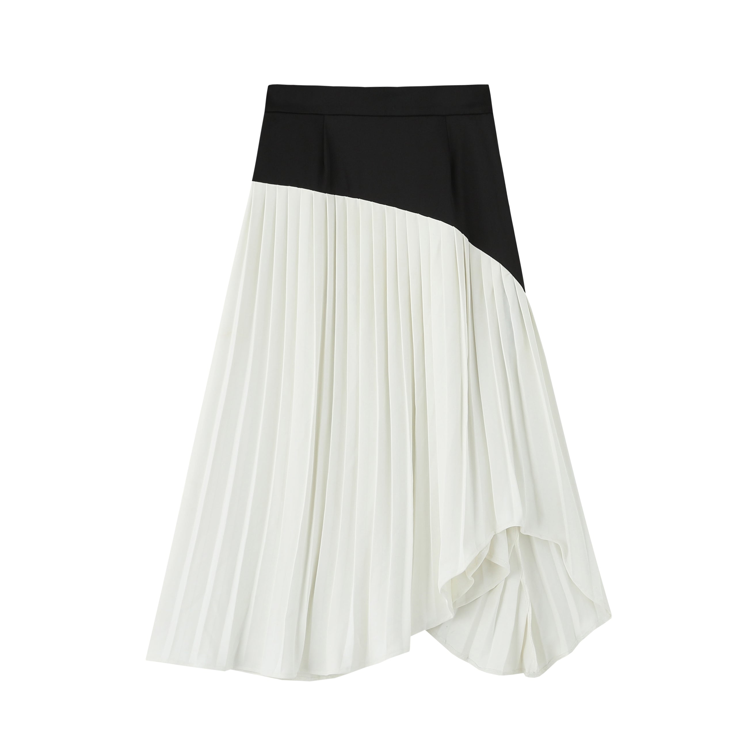 Pleated skirt with irregular stitching